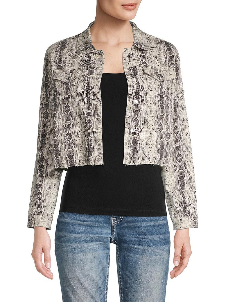 snake print cropped jacket