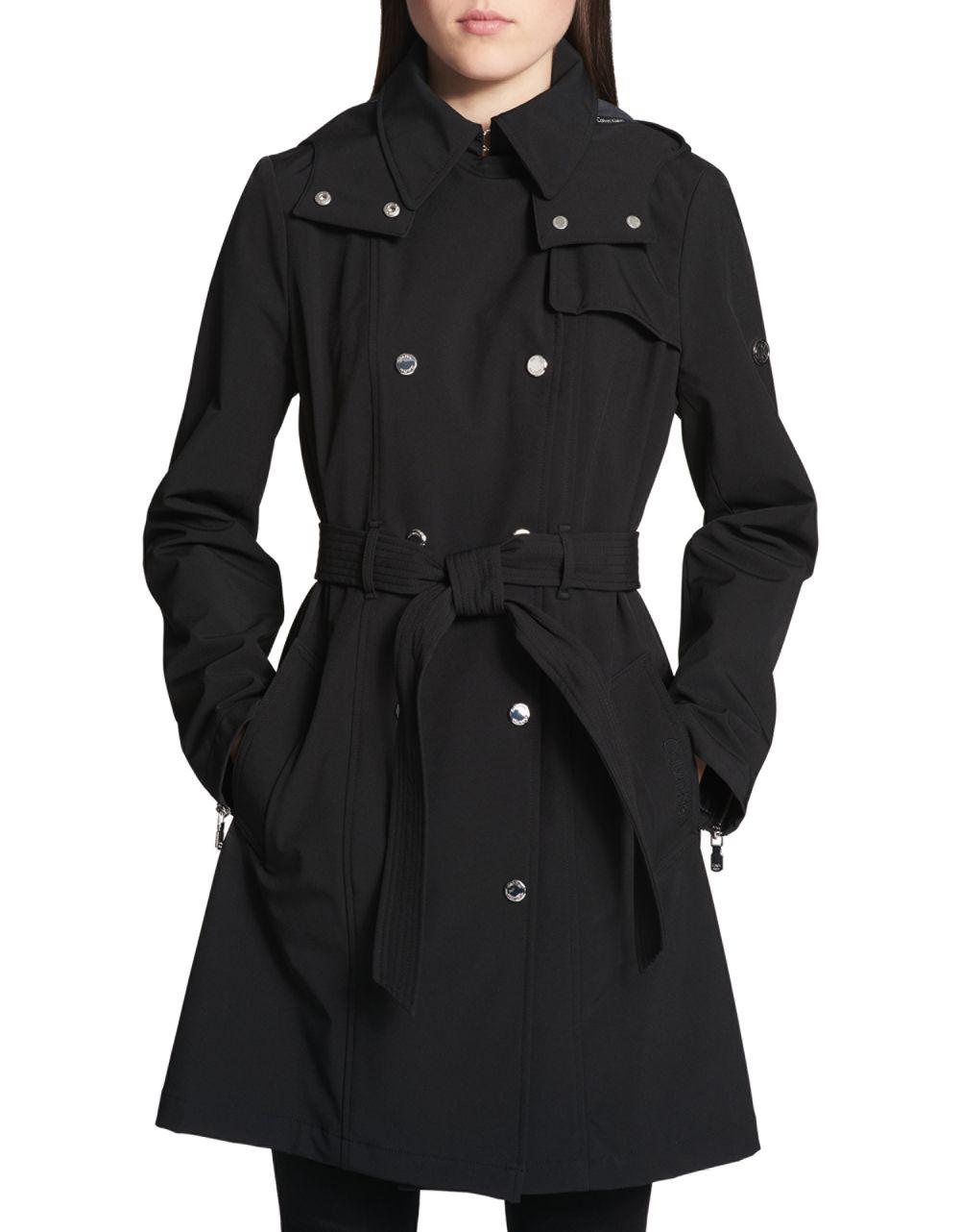 Calvin Klein Classic Hooded Trench Coat in Black - Lyst