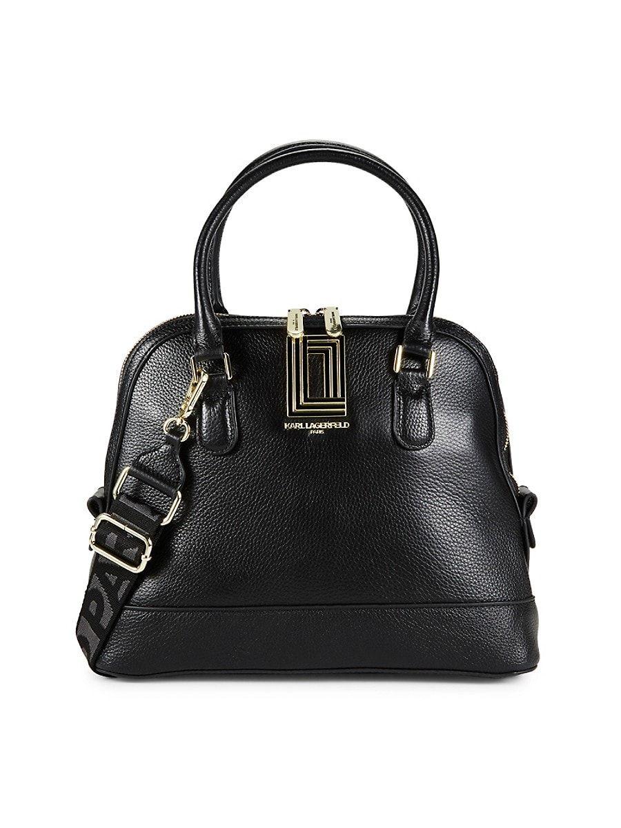 Karl Lagerfeld Simone Textured Leather Top Handle Bag in Black | Lyst