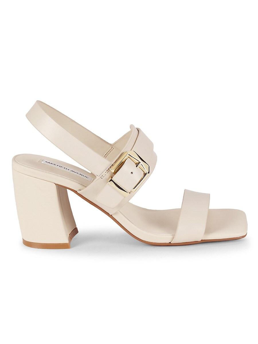 Saks Fifth Avenue Ella 75Mm Leather Block-Heel Sandals in White