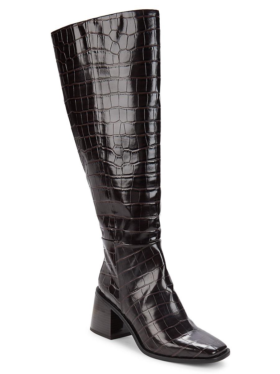 Wade Faux Croc effect Leather Knee Boots