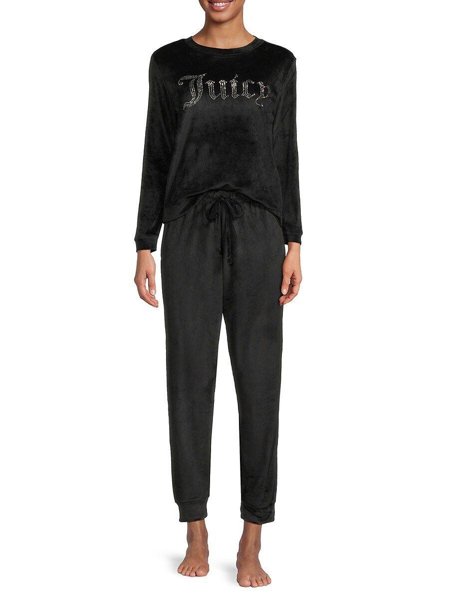 Juicy Couture 2-piece Logo Top & Pants Pajama Set in Black