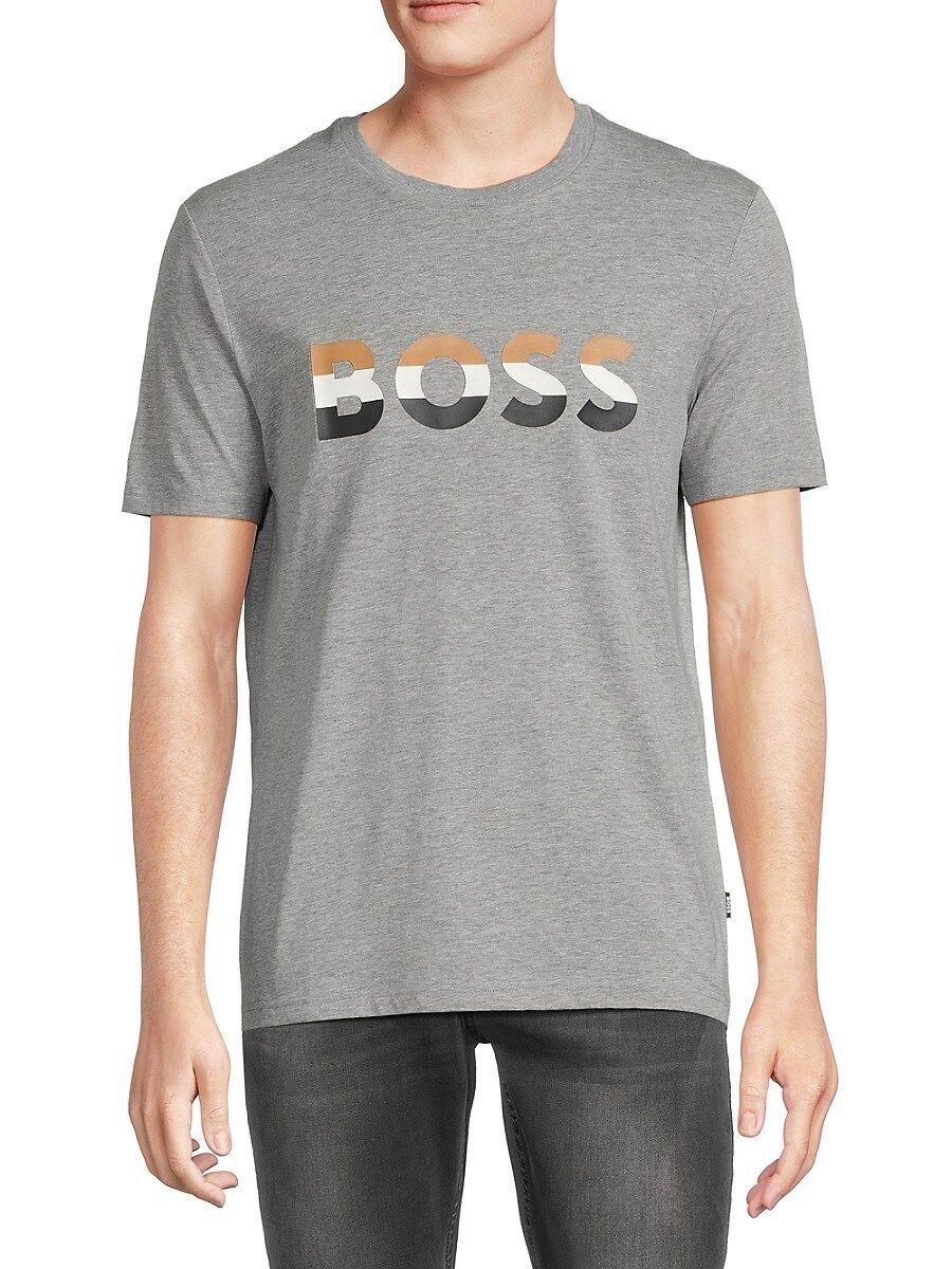 BOSS by HUGO BOSS Tiburt Logo Crewneck T Shirt in Gray for Men | Lyst