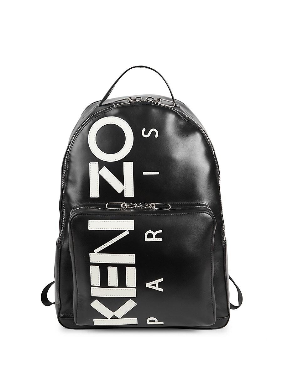 KENZO Logo Leather Backpack in Black for Men | Lyst