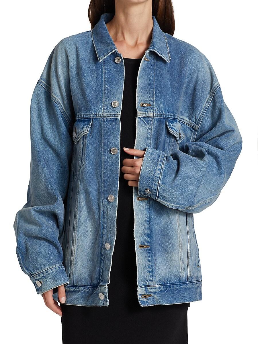 Balenciaga Spray Paint Logo Denim Jacket in Blue Lyst UK
