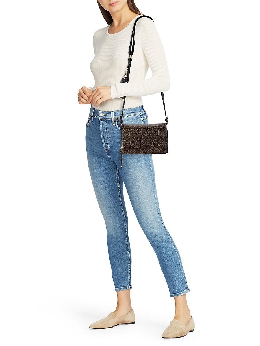 Calvin Klein Millie Monogram Faux Leather Crossbody Bag in Black Lyst