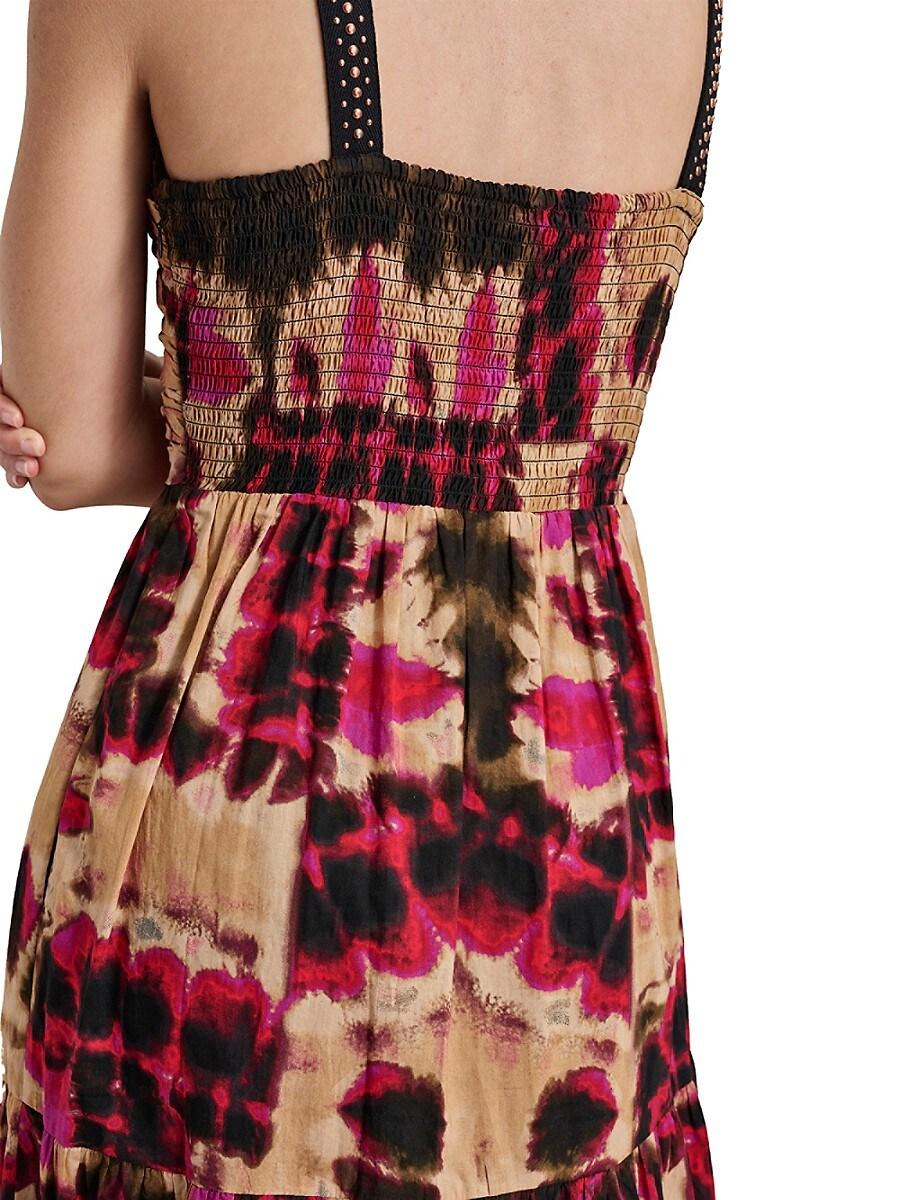 dkny tiered tie neck dress