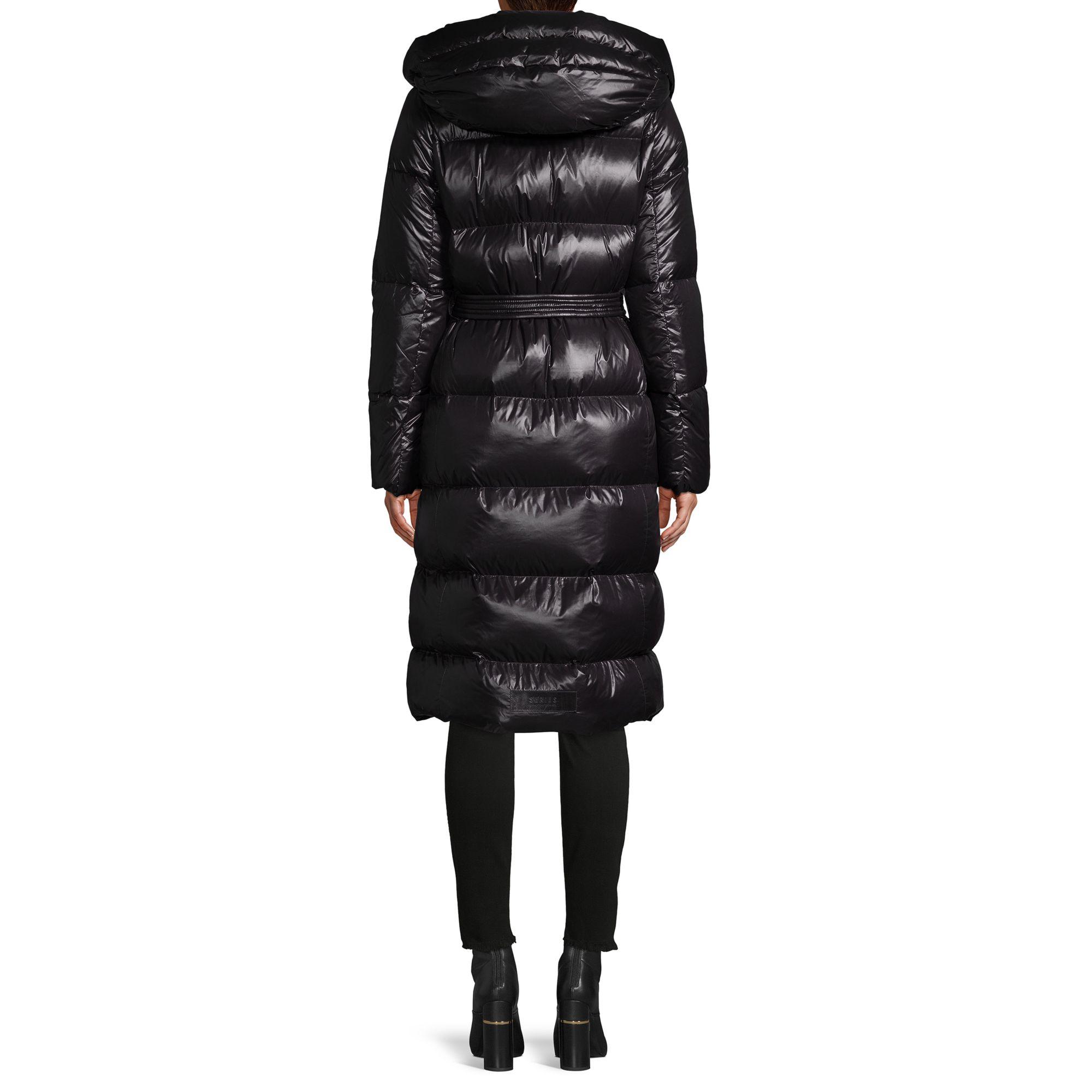 Nicole Benisti Synthetic Hooded Filled Belted Puffer Jacket in Black - Lyst