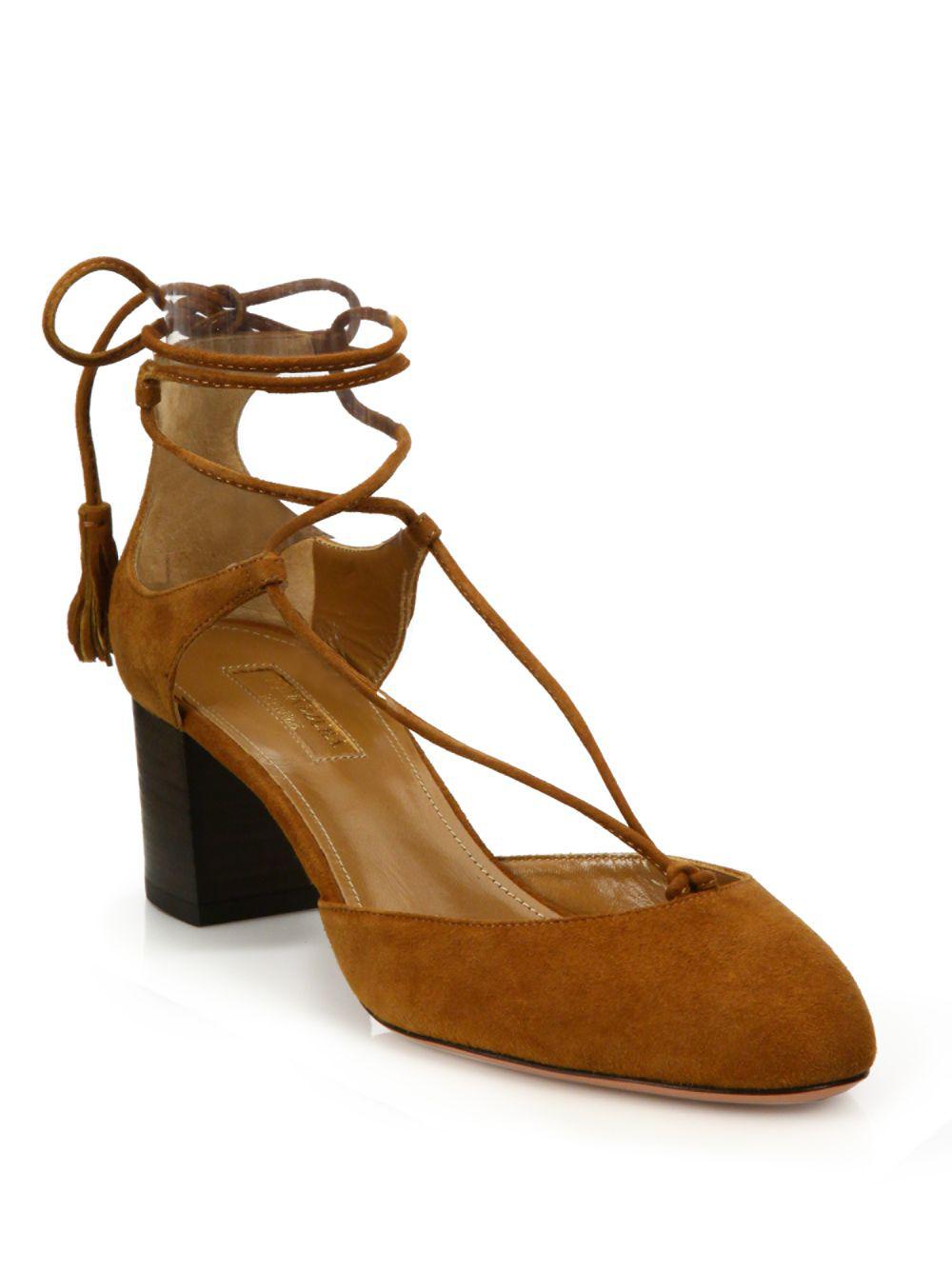 Aquazzura Boheme Suede Lace-up Block 