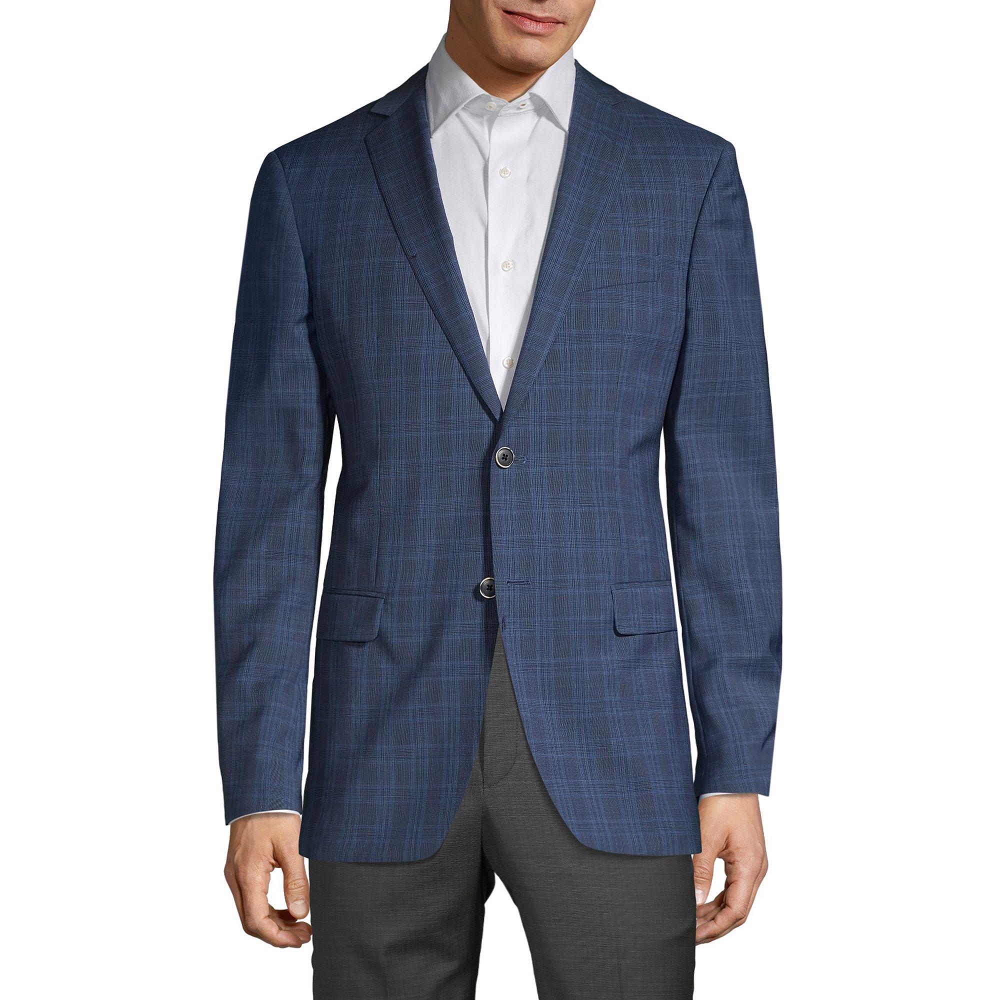 John Varvatos Plaid Modern-fit Wool Sportcoat in Blue for Men - Lyst