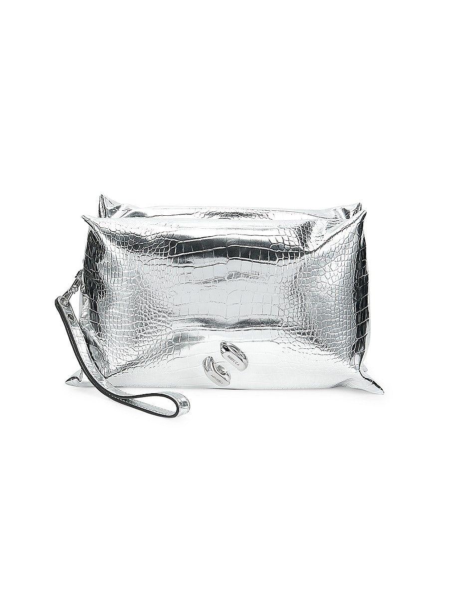 Rebecca Minkoff Metallic Faux Leather Clutch in White Lyst