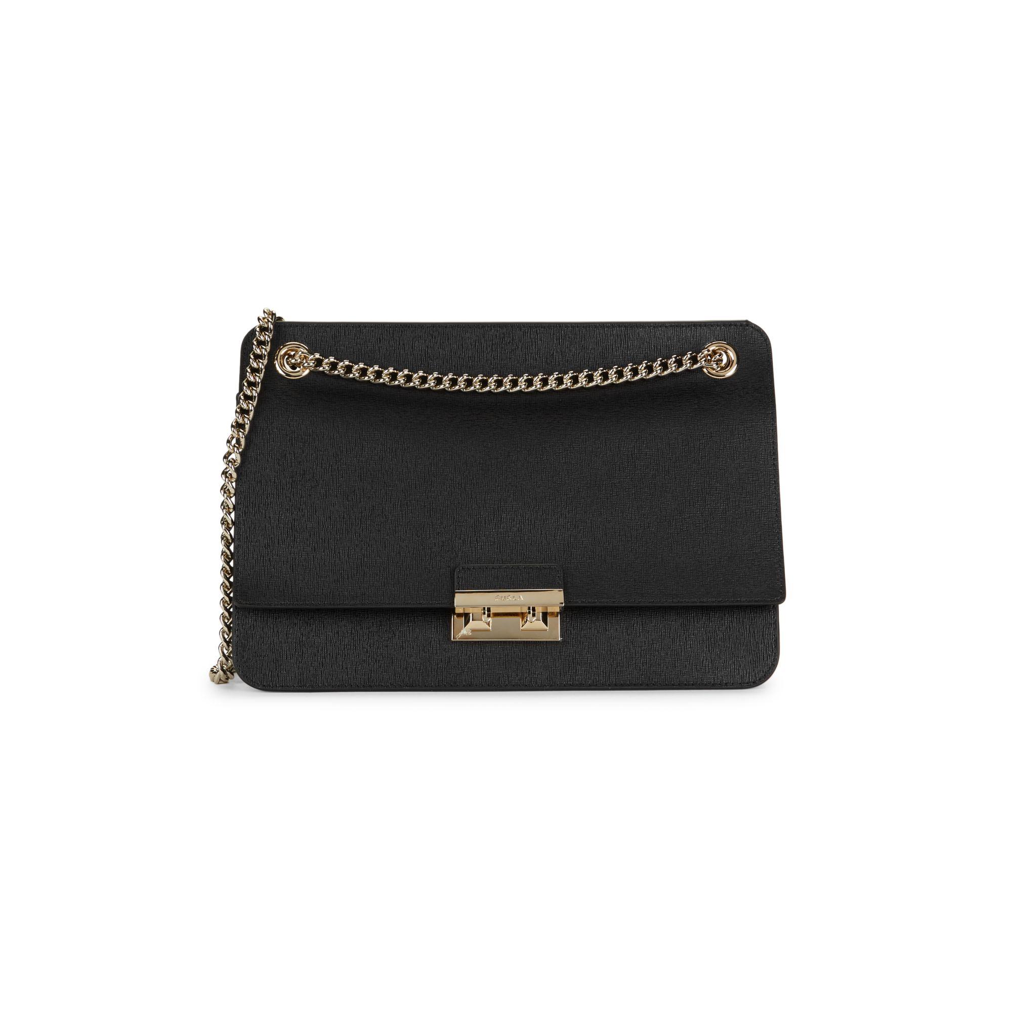 Furla Bella M Leather Shoulder Bag in Onyx (Black) | Lyst