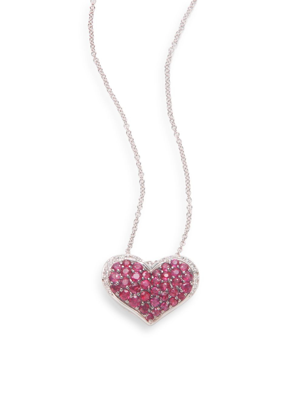 Effy Ruby, Diamond & 14k White Gold Heart Necklace - Lyst