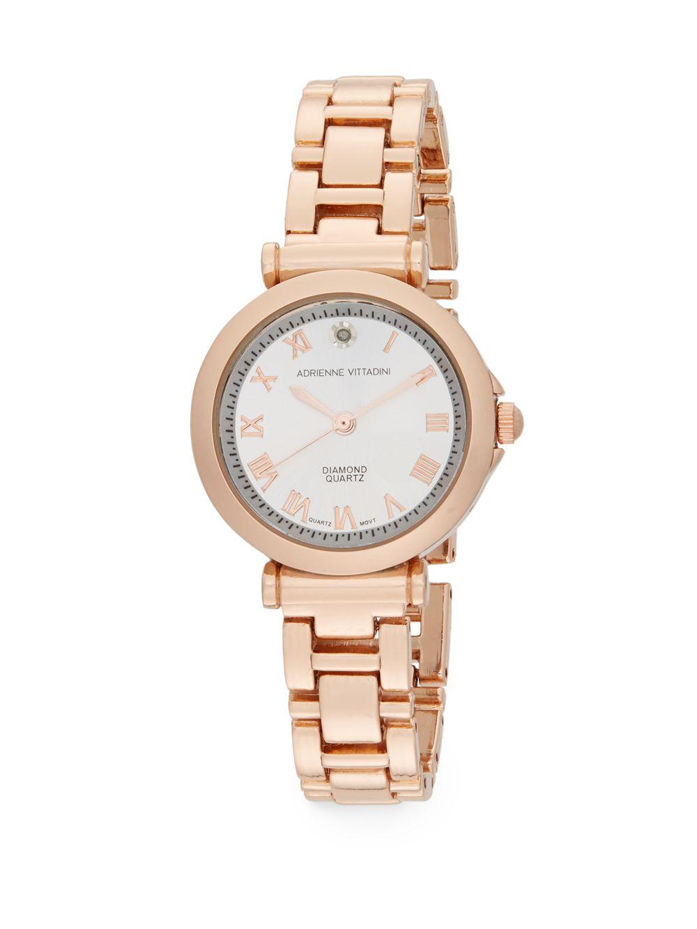Adrienne Vittadini Diamond Rose Goldtone Bracelet Watch in Pink - Lyst