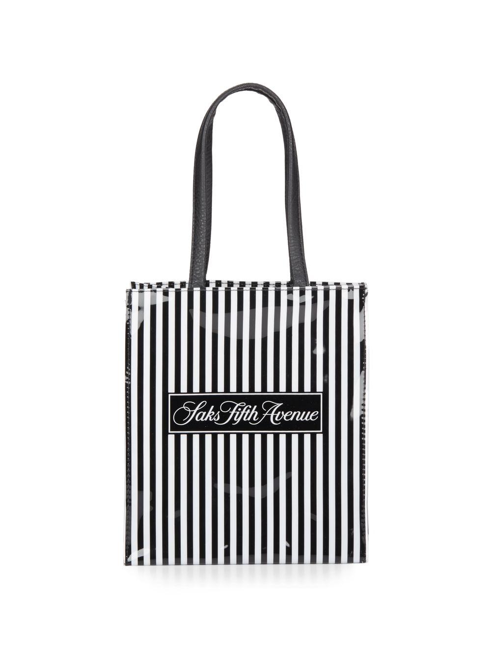 Saks Fifth Avenue Signature Striped Mini Lunch Tote in Black - White  (Black) - Lyst
