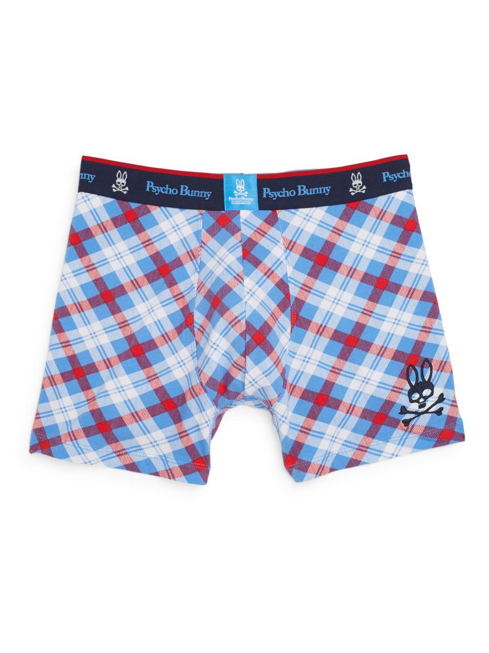 Psycho Bunny Cotton Plaid Boxer Briefs in Blue for Men Lyst
