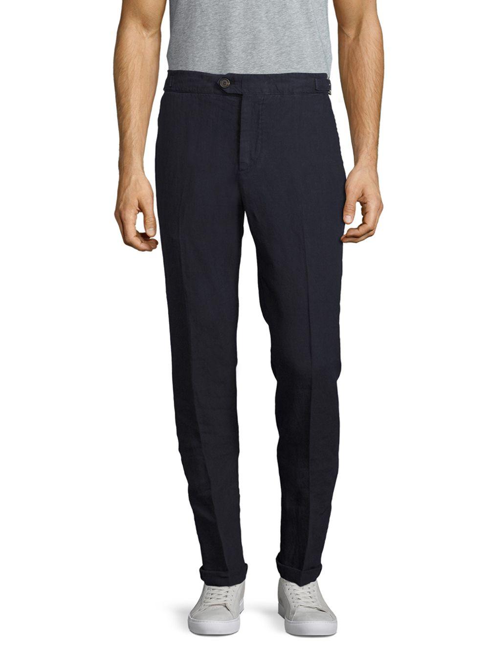 Brunello Cucinelli Linen Side-tab Pants in Blue for Men | Lyst