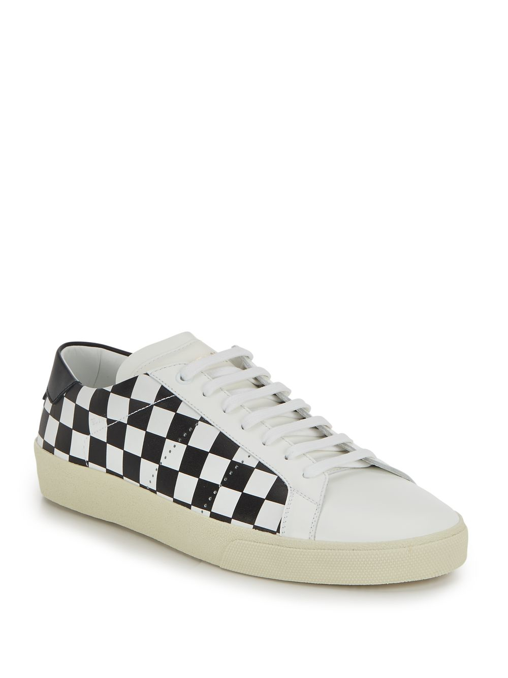 Saint Laurent Checkered Leather Sneakers - Lyst