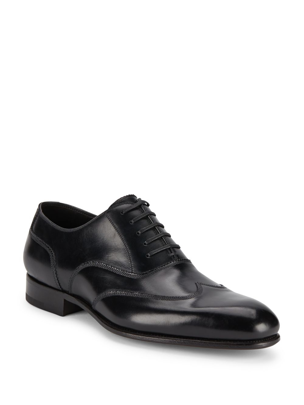 Tom Ford Italian Leather Wingtip Dress Shoes in Black for Men | Lyst