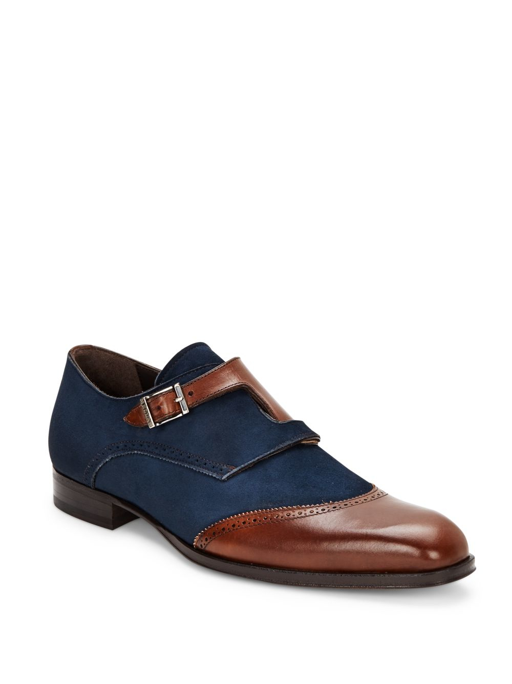 Mezlan Leather Monk Strap Dress Shoes in CognacNavy (Blue) for Men Lyst