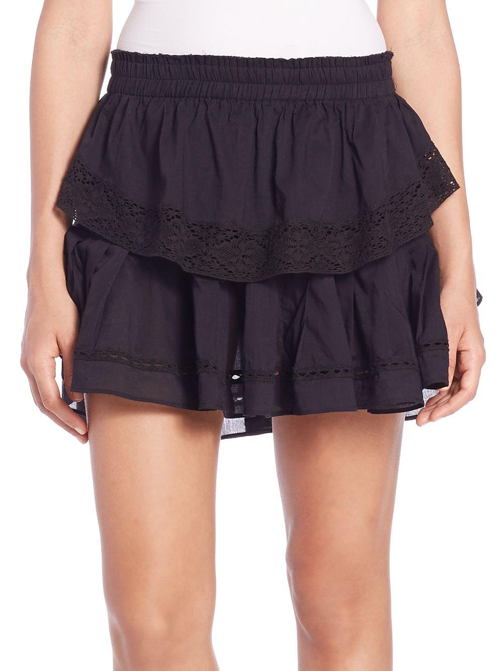 LoveShackFancy Cotton Ruffle Skirt in Black Lyst