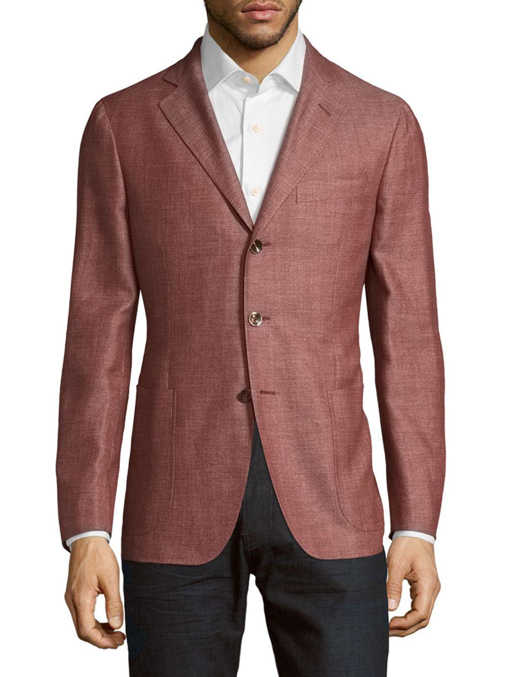 Pal Zileri Linen Solid Notch-lapel Jacket in Red for Men - Lyst