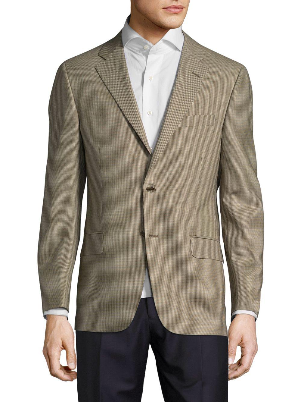 Hickey freeman Milburn Checked Two-button Wool Jacket in Natural for ...