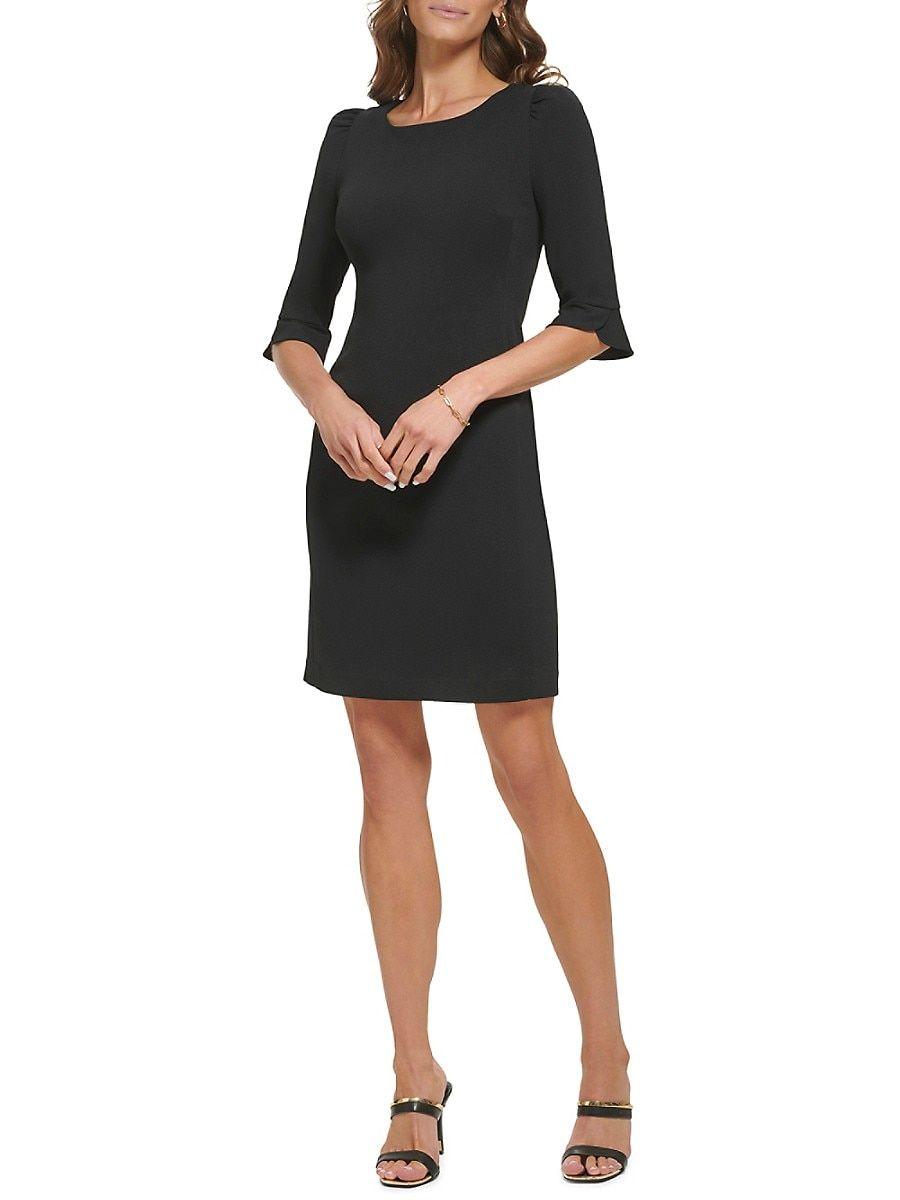 St. John Dkny Petal Sleeve Scuba Crepe Sheath Dress in Black | Lyst