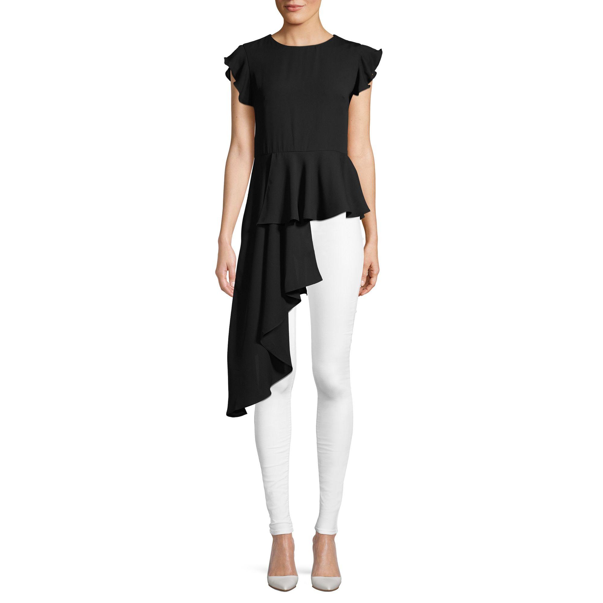 Lea & Viola Asymmetric High-low Top in Black | Lyst