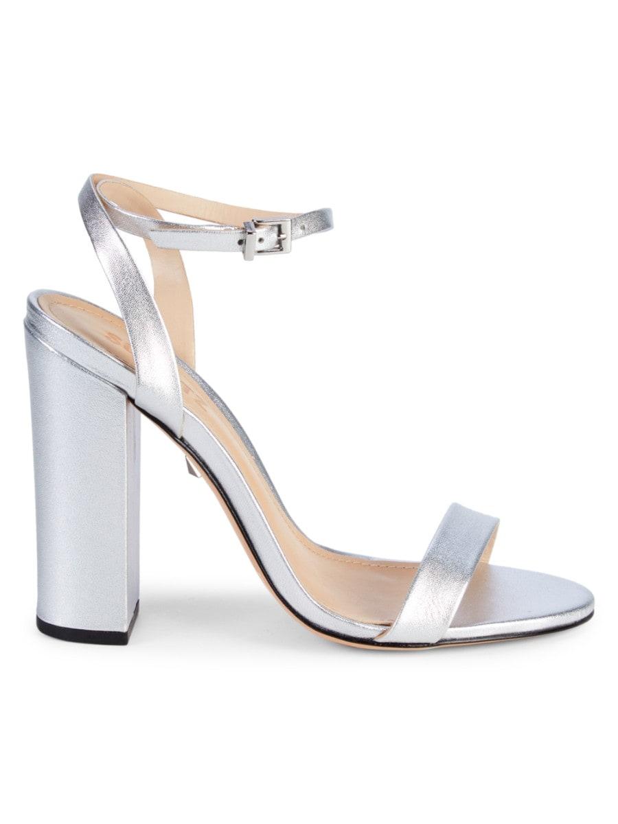 silver stacked heels