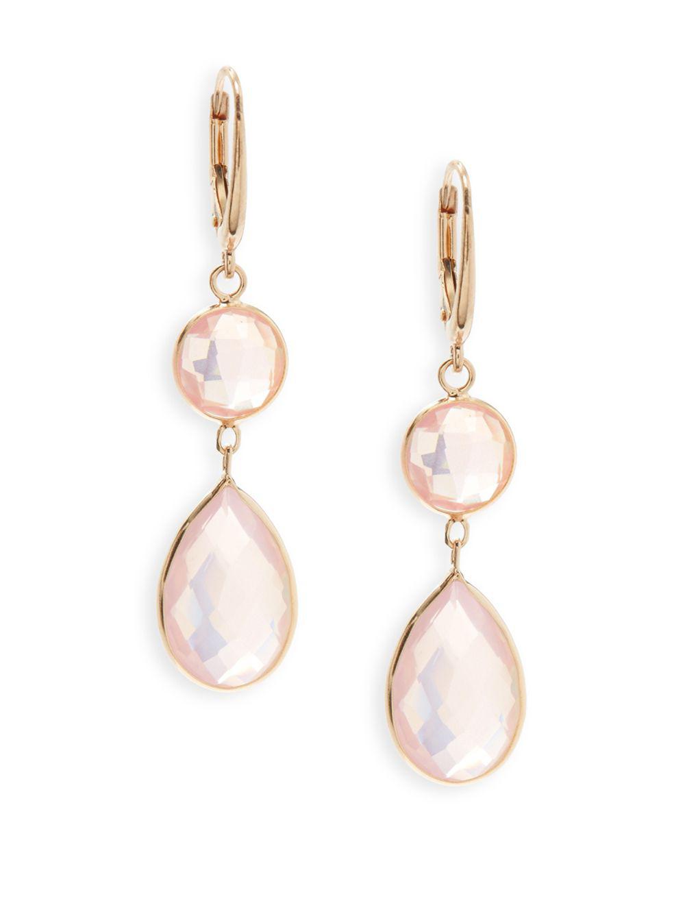 Lyst Saks Fifth Avenue Rose Quartz Faceted Drop Earrings Save Saks Fifth Avenue