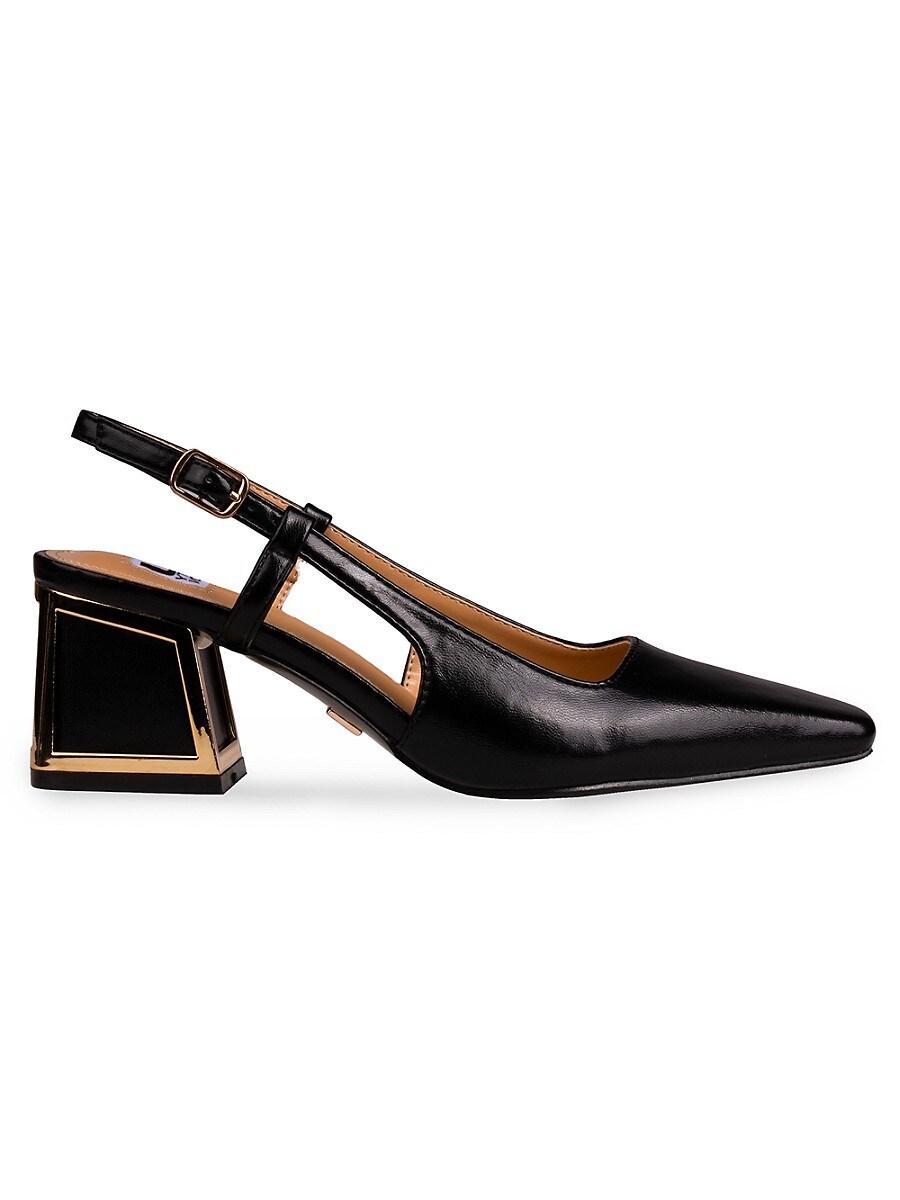 Black block heel sales slingback