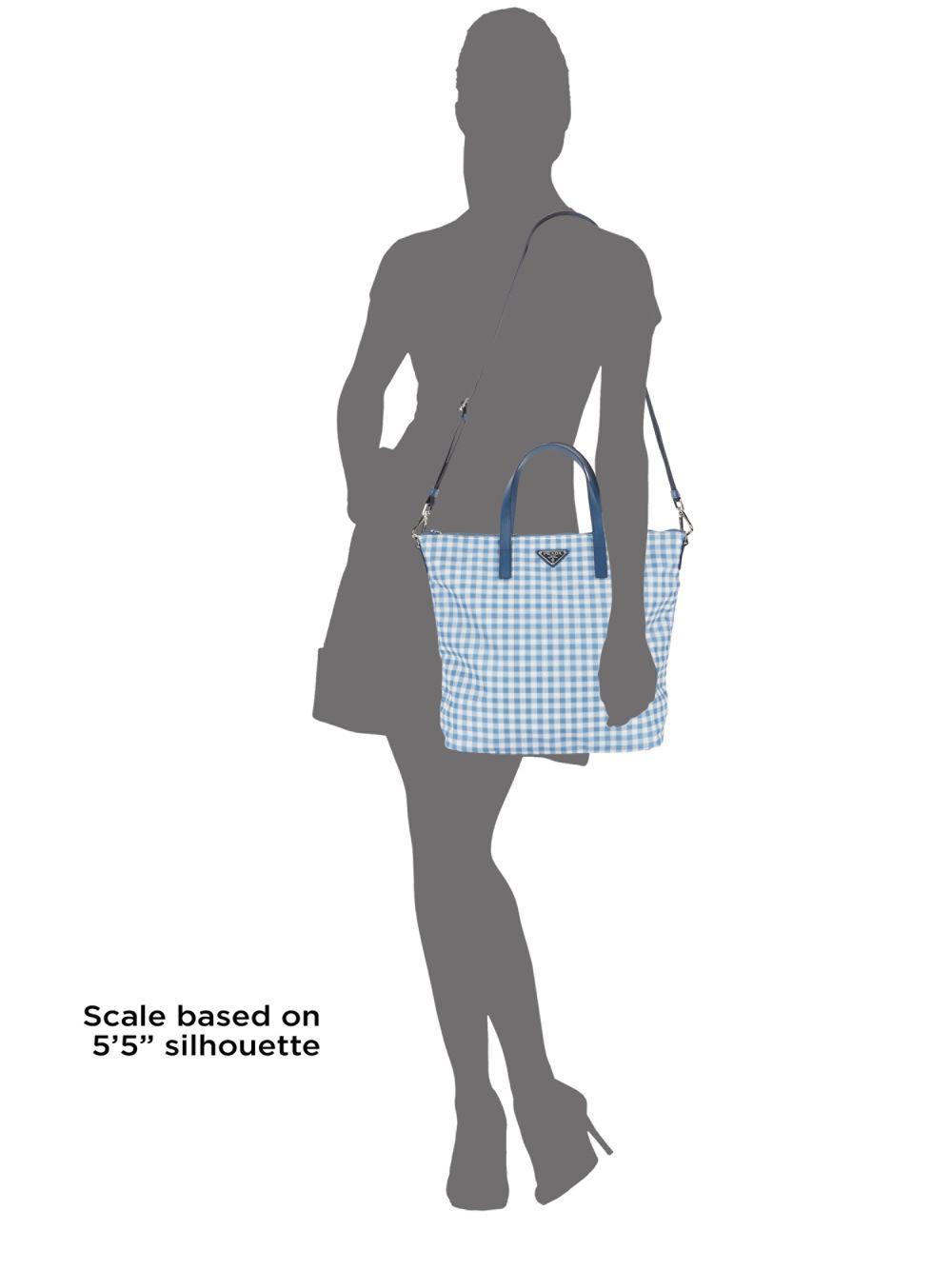 Prada Leather Gingham Tote in Blue 