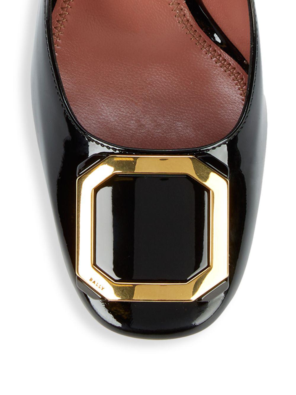 Bally Patent Leather Block Heel Pumps in Black - Lyst