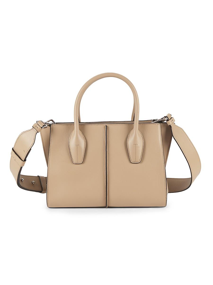 Tod's Leather Two-Way Top Handle Bag in Natural | Lyst