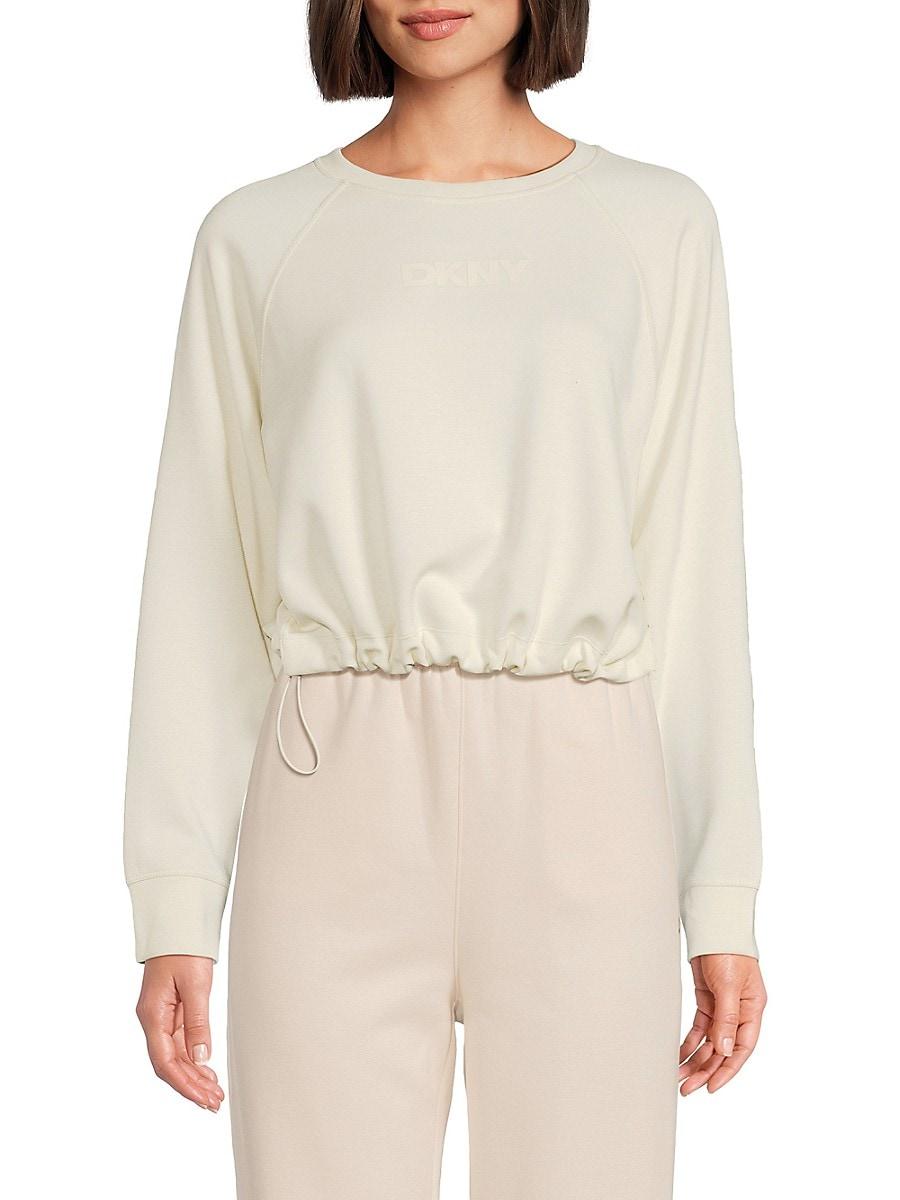売れ筋商品|||ダナ キャラン ニューヨーク カットソー トップス レディース Women's Cropped Crewneck Side-Zip Sweatshirt Eggnog DKNY Sport by Donna Karen Tech Ottoman Crew Neck Long Sleeve