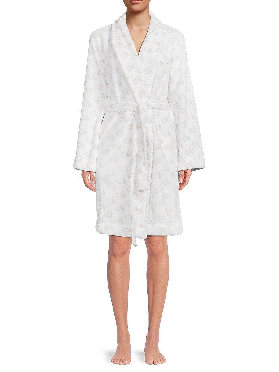 Calvin Klein Fluffy Robe in White | Lyst