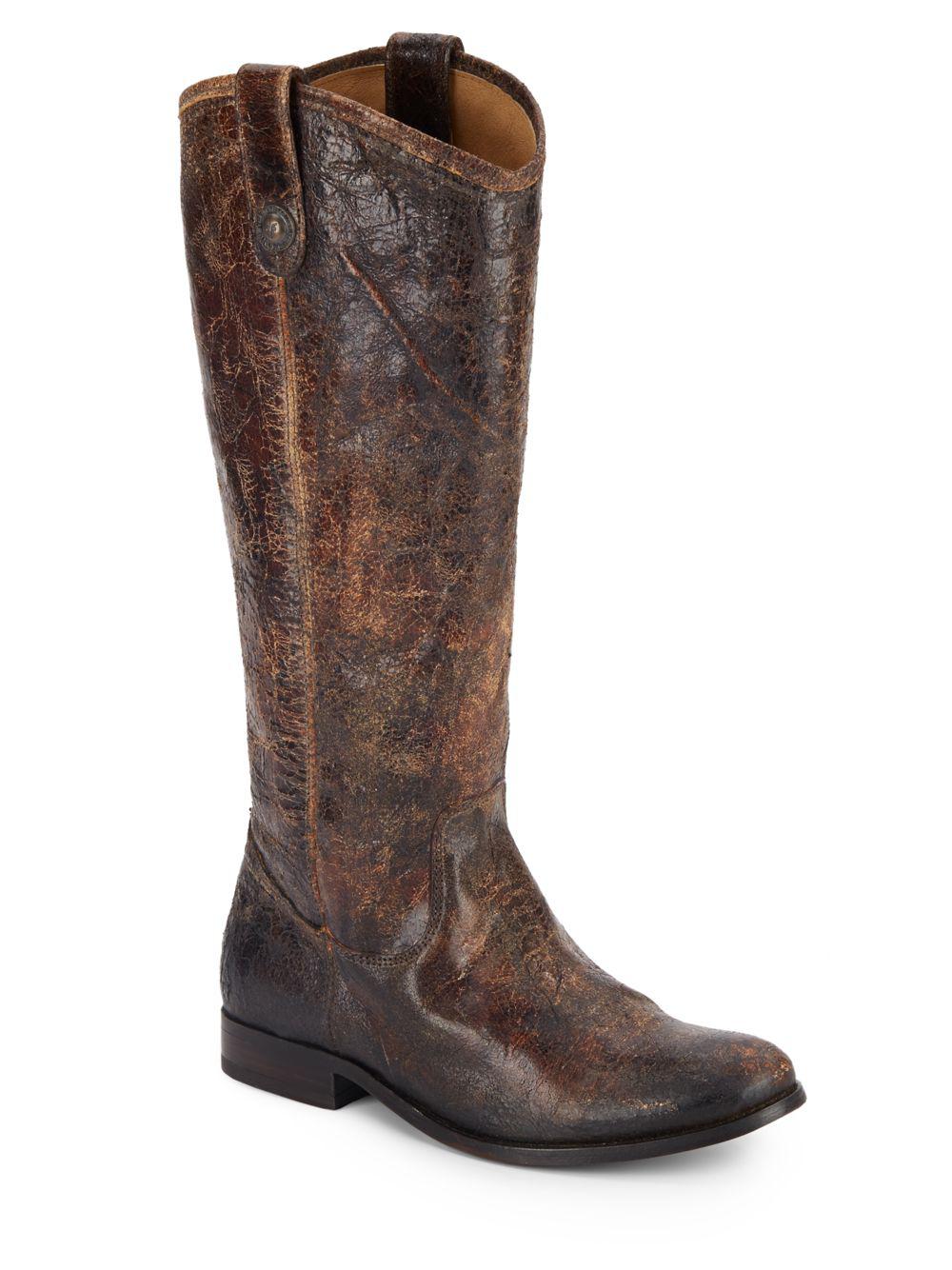 Frye Melissa Distressed Leather Tall Boots in Brown | Lyst