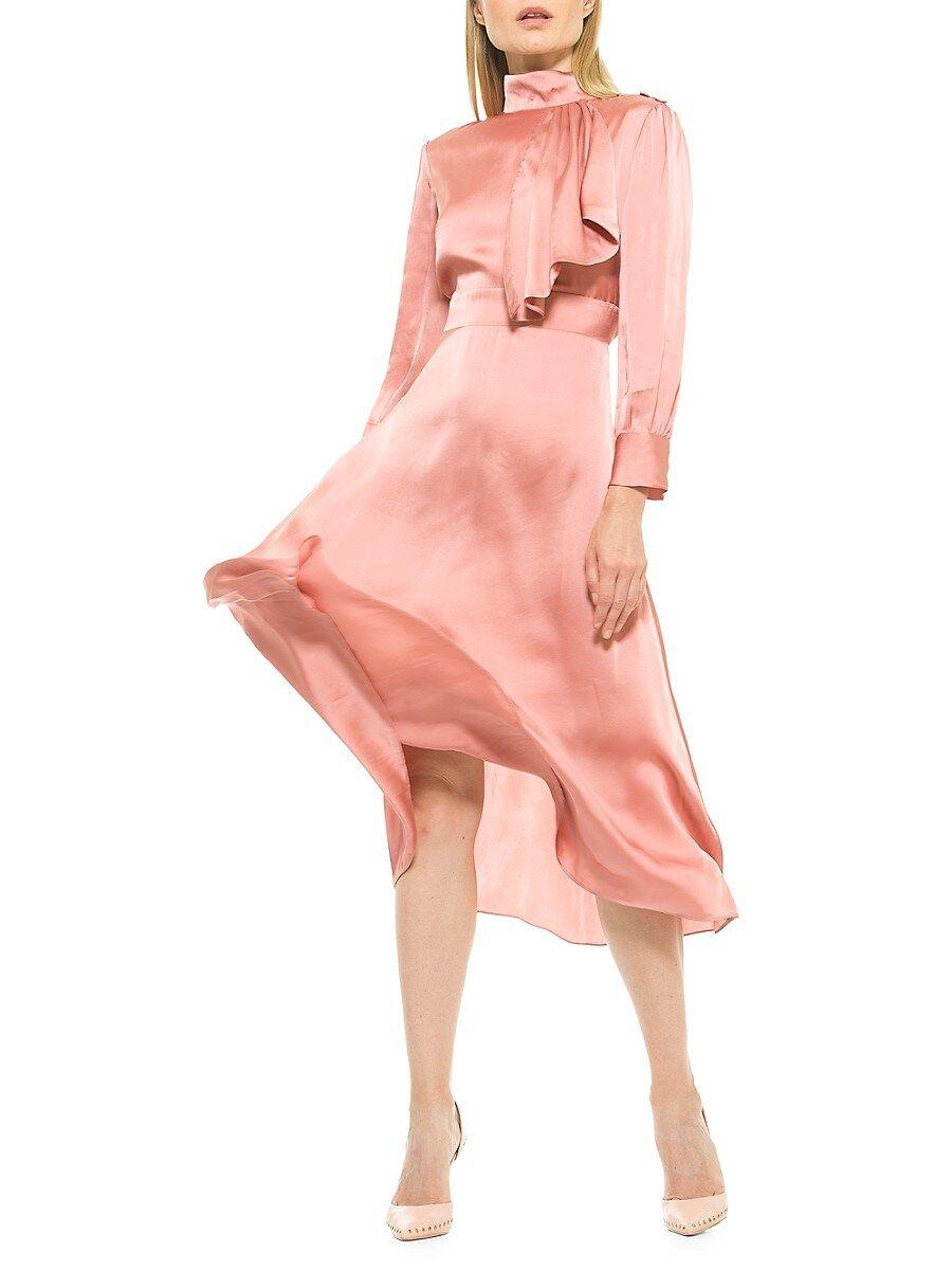 Alexia Admor Brooklyn Satin Fit-u0026-flare Midi Dress in Pink | Lyst