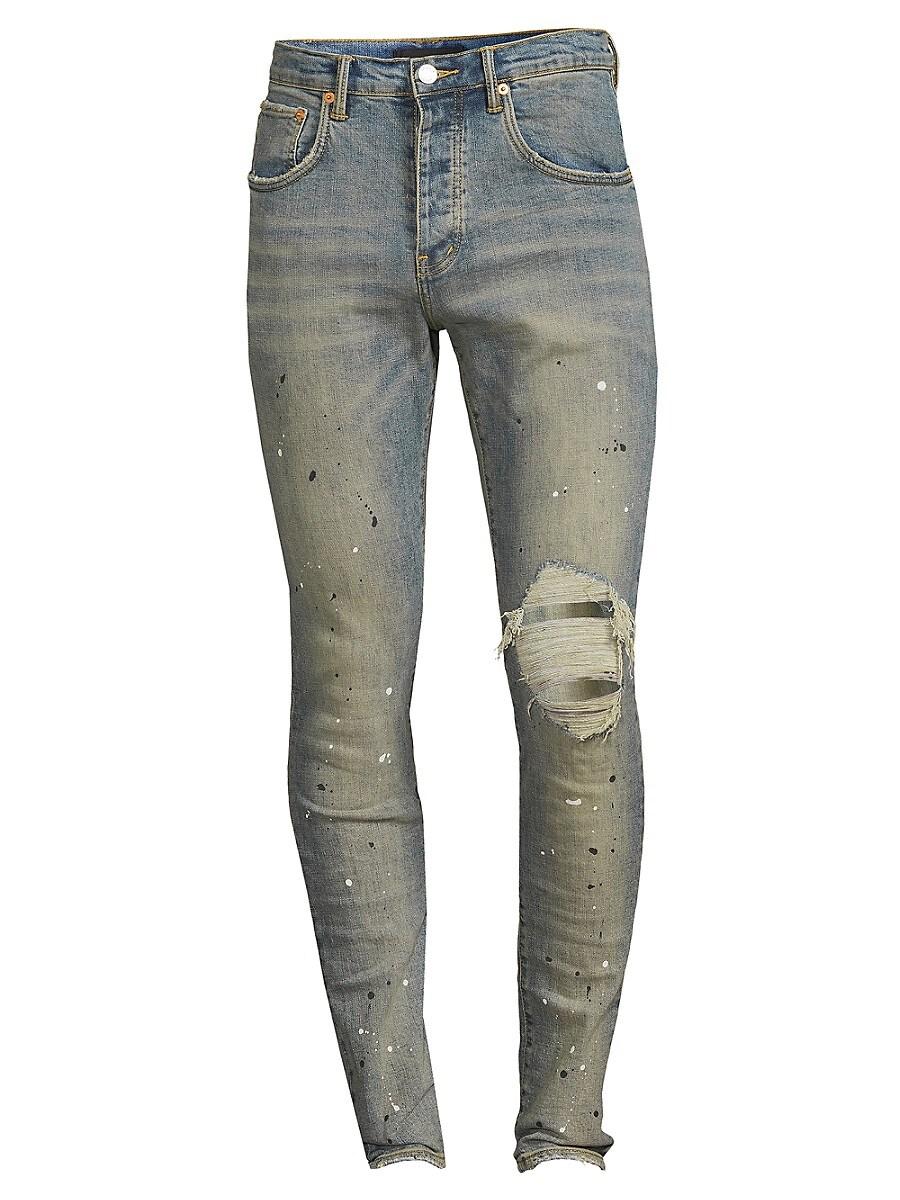 Purple Brand High Rise Distressed Slim Fit Jeans in Gray for Men