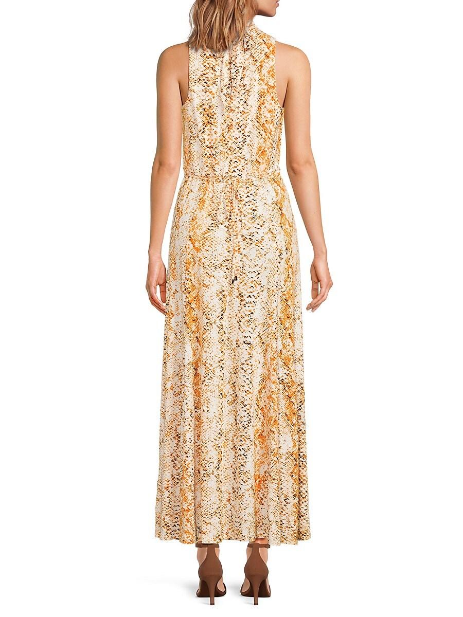 Calvin Klein Animal Print Belted Maxi Dress in Metallic Lyst UK