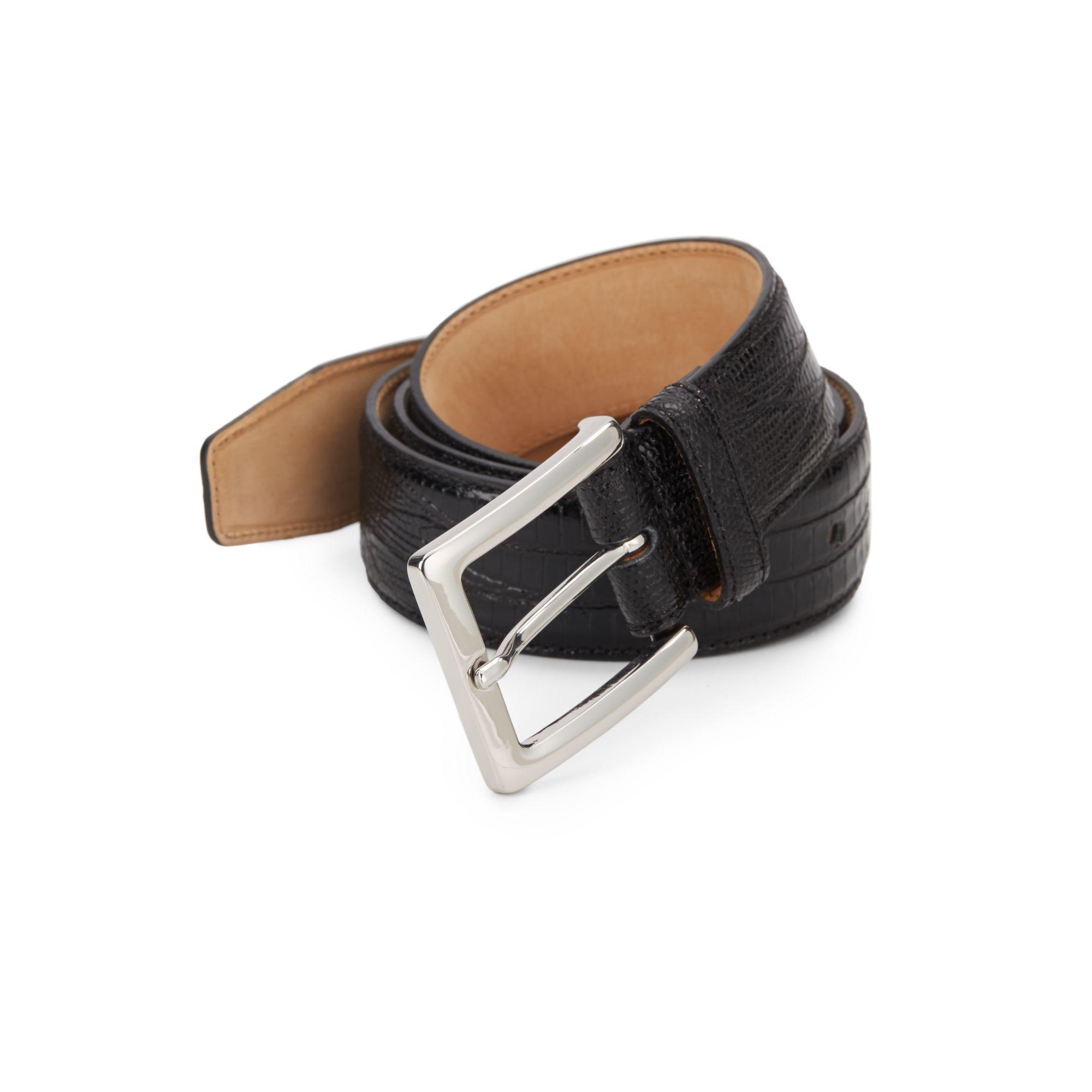 Saks Fifth Avenue Embossed Leather Belt in Brown for Men - Lyst