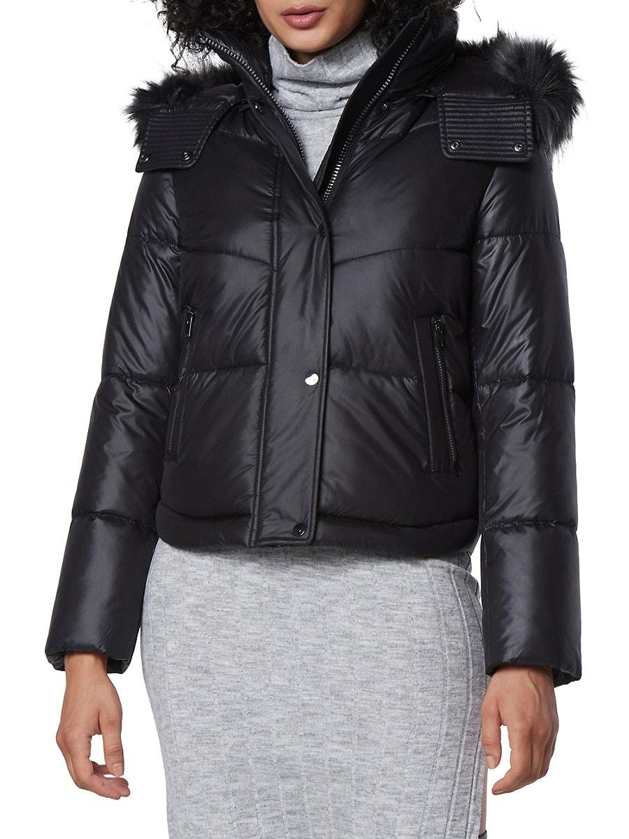 Andrew Marc Minna Hooded Faux Fur Puffer Jacket in Black | Lyst Canada