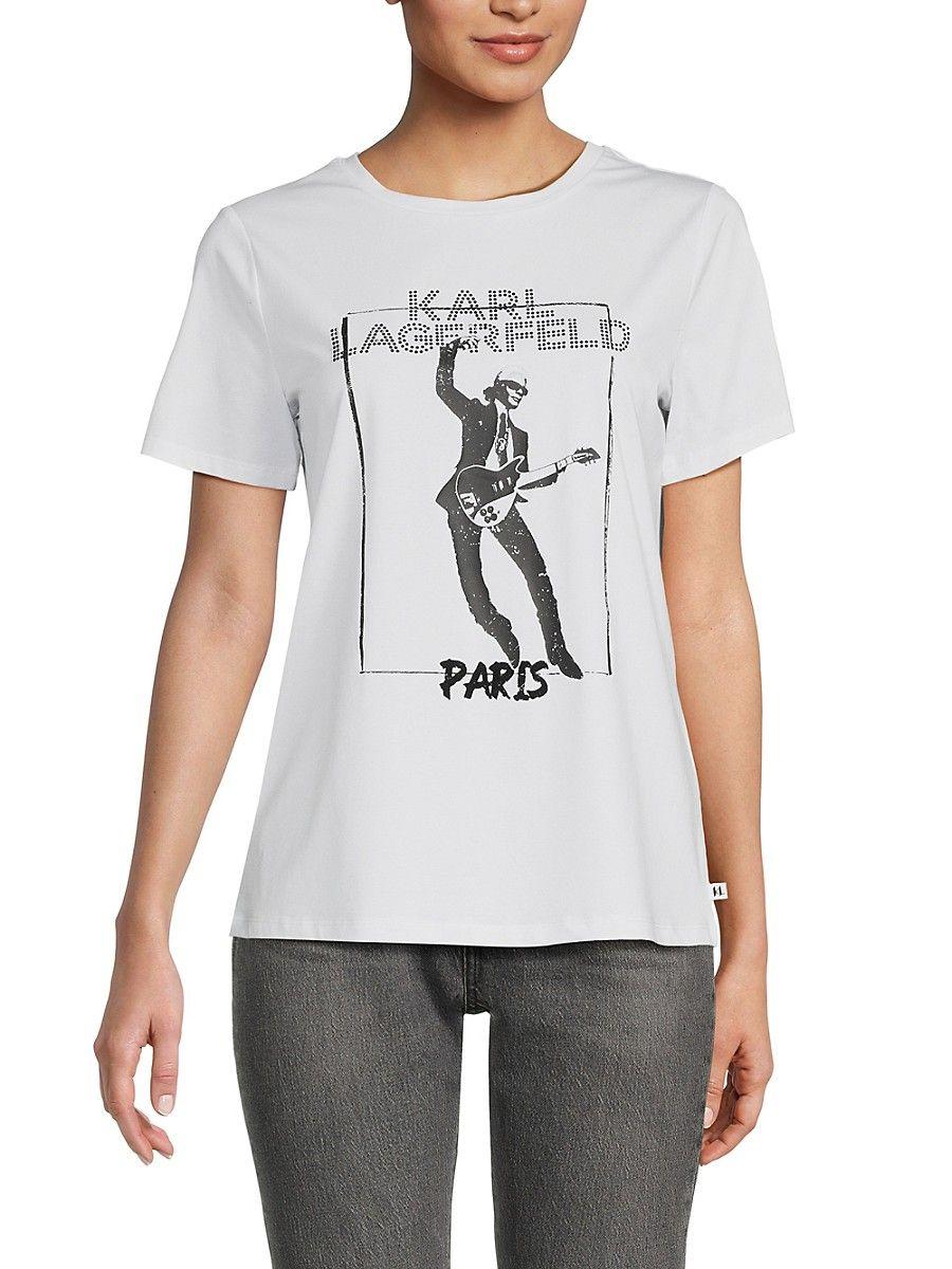 Karl Lagerfeld Rock & Roll Karl Tee in White | Lyst
