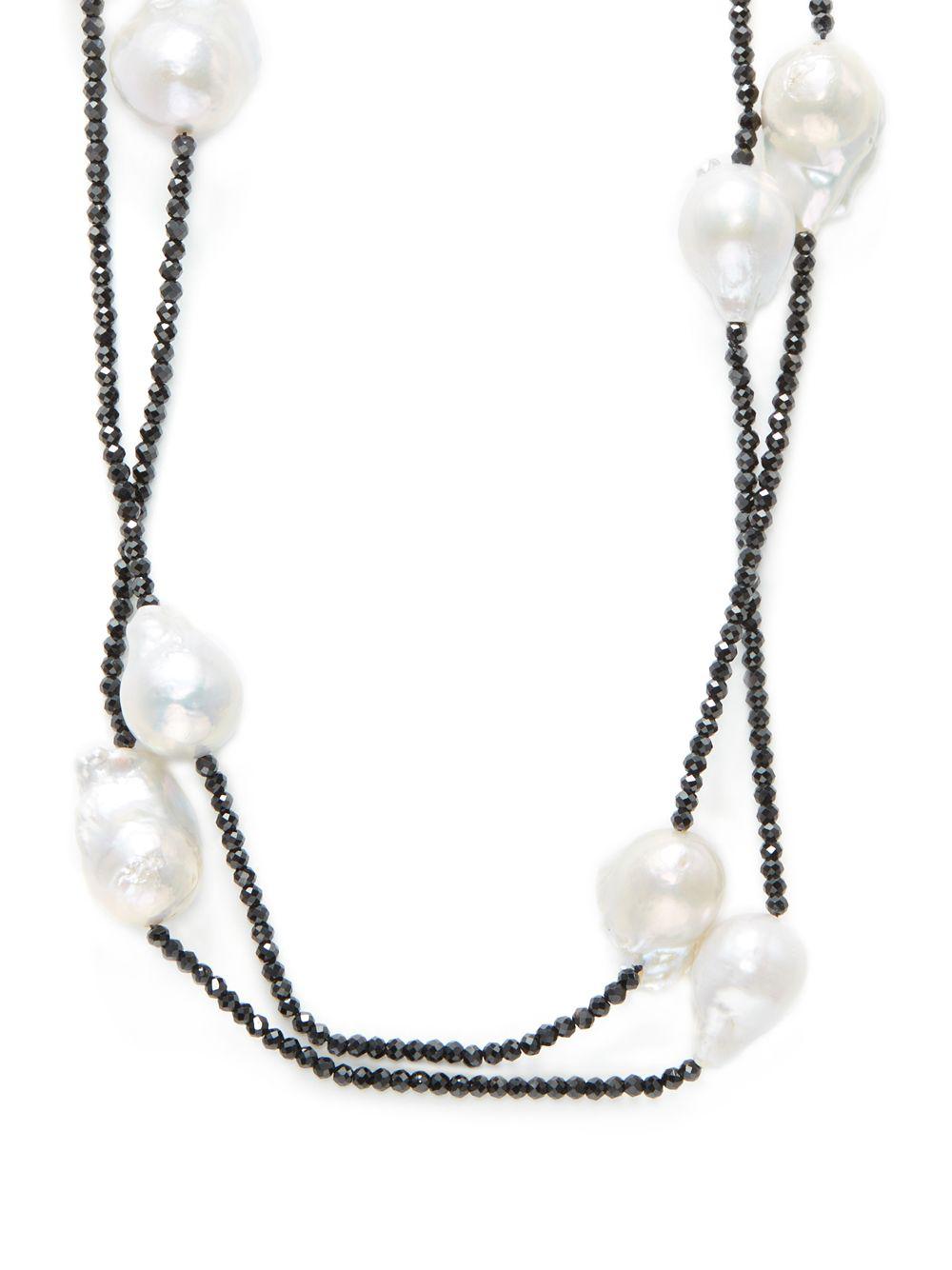 black spinel and pearl necklace 