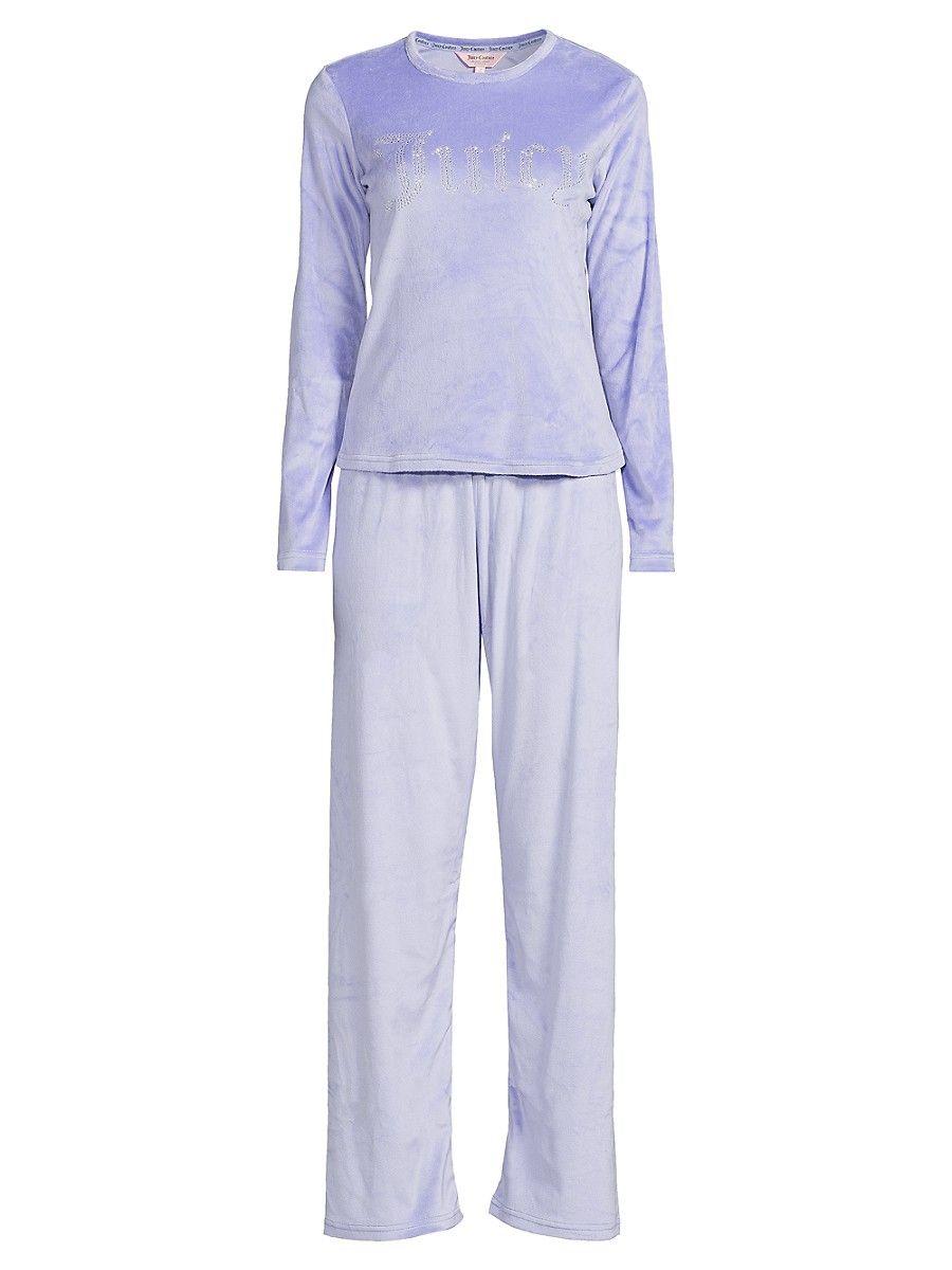 Juicy Couture 2-piece Velour Logo Shirt & Pants Pajama Set in Blue | Lyst