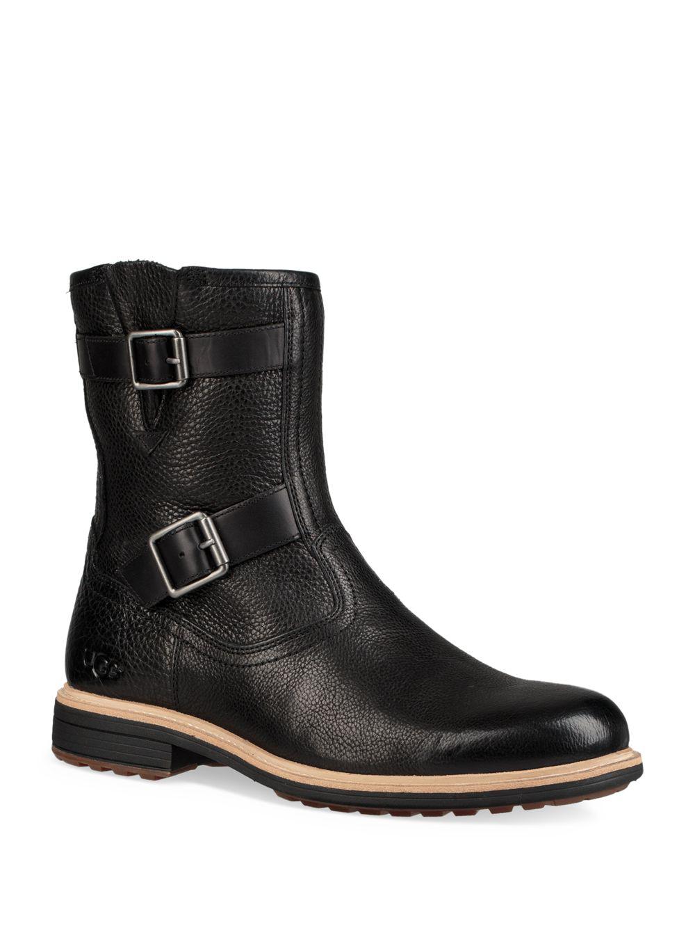 UGG Motorcycle Leather & Shearlinglined Boots in Black