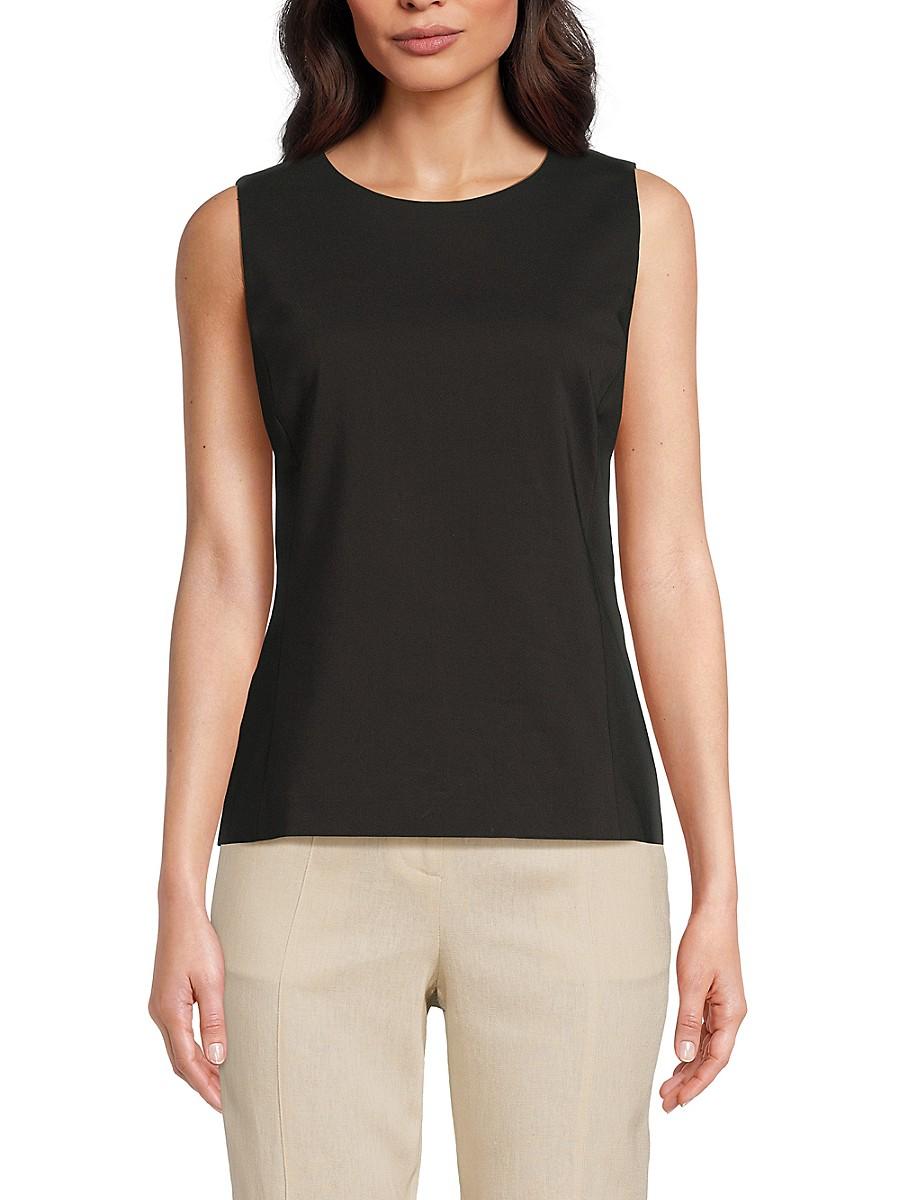 売れ筋商品|||ホルストンヘリテイジ カットソー トップス レディース Women's Sleeveless Round-Neck Peplum Top Black Halston Sleeveless Round-neck Peplum Top in Black | Lyst
