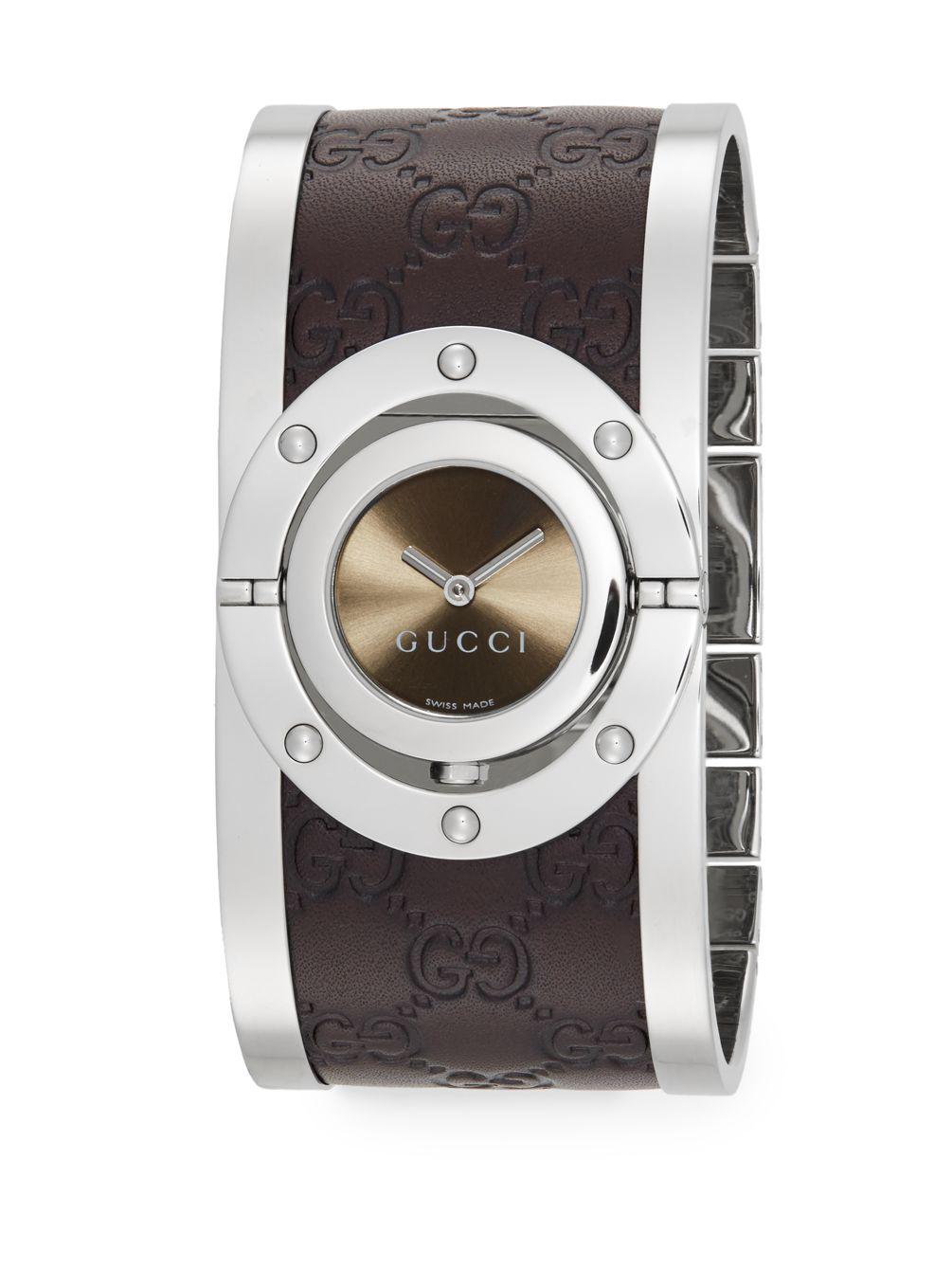 Gucci Twirl Collection Watch/brown Leather - Lyst