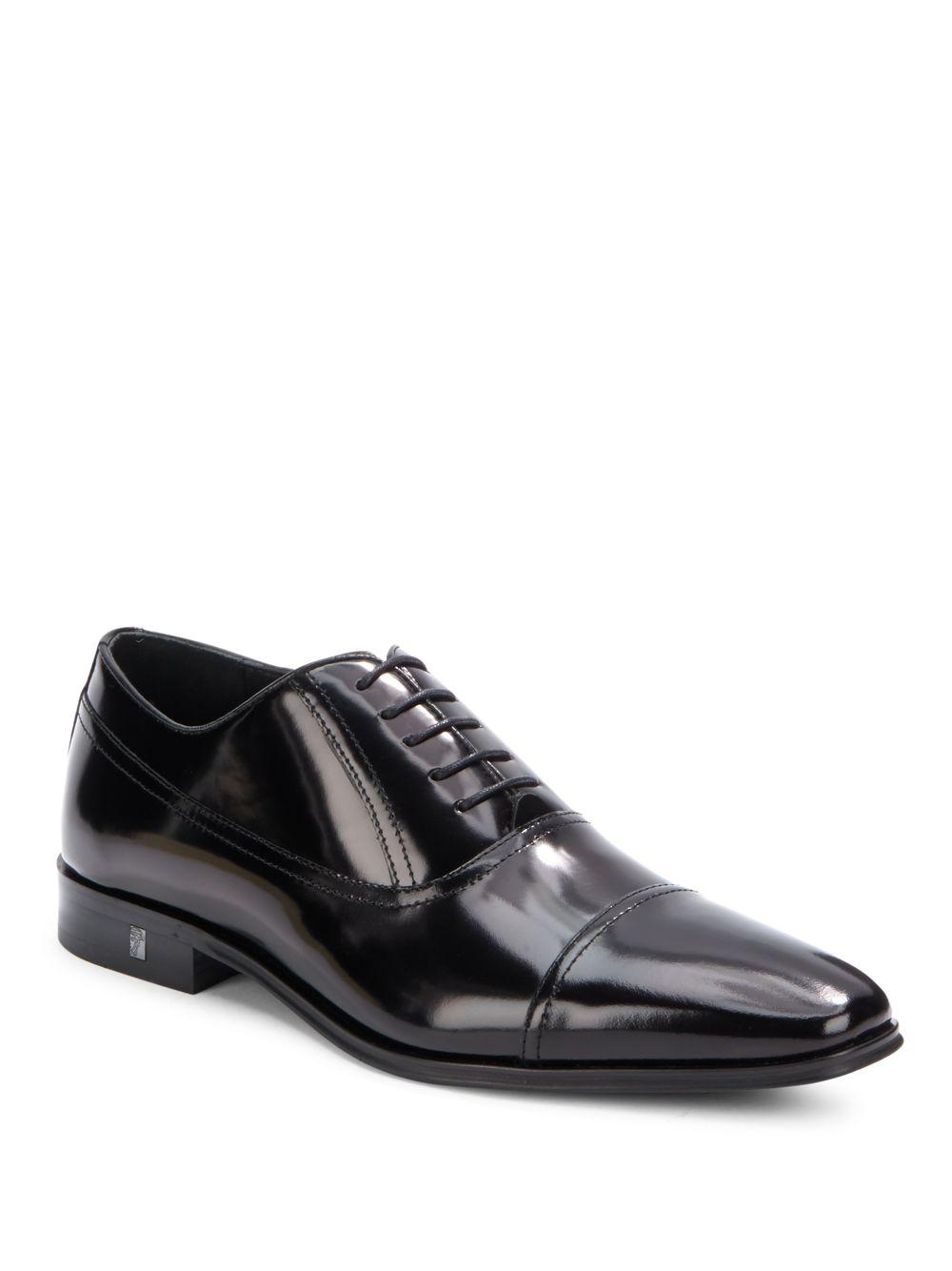 Versace Lace-up Leather Dress Shoes in Black for Men - Lyst